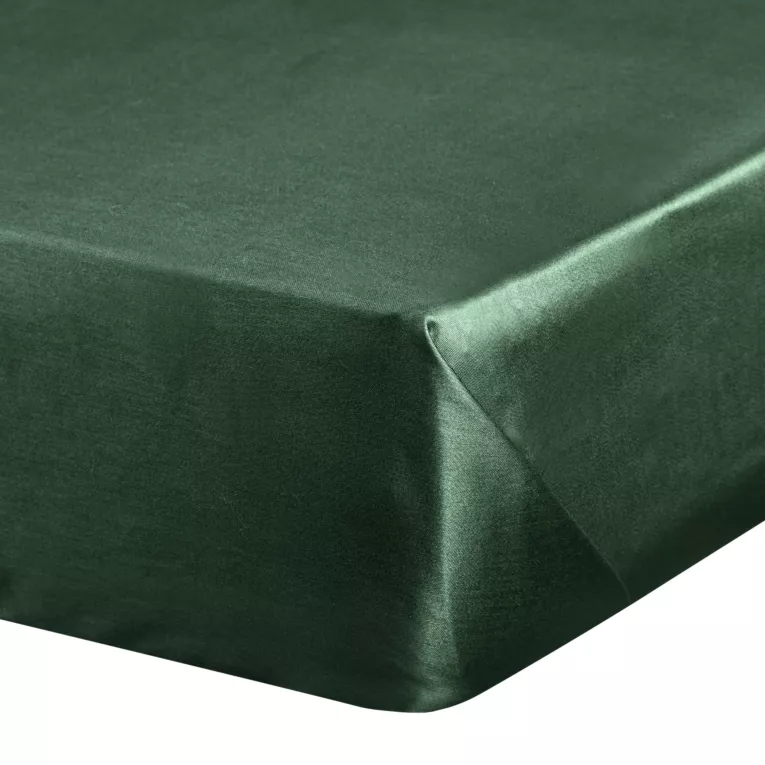 Prześcieradło bez gumki 180x210 cm z satyny bawełnianej kolor ciemnozielony 125 g/m2 DINA Diva Line