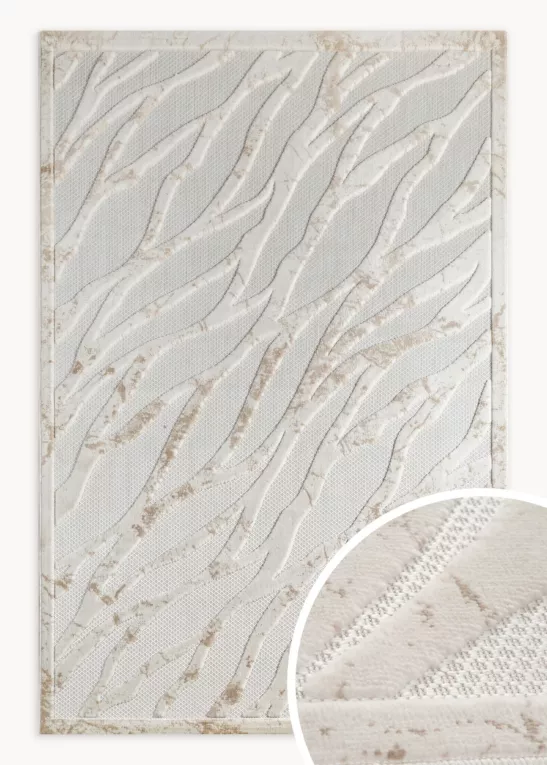 Dywan 80x150 cm kremowo, strukturalny o praktycznym, naturalnym wykończeniu VENUS 1