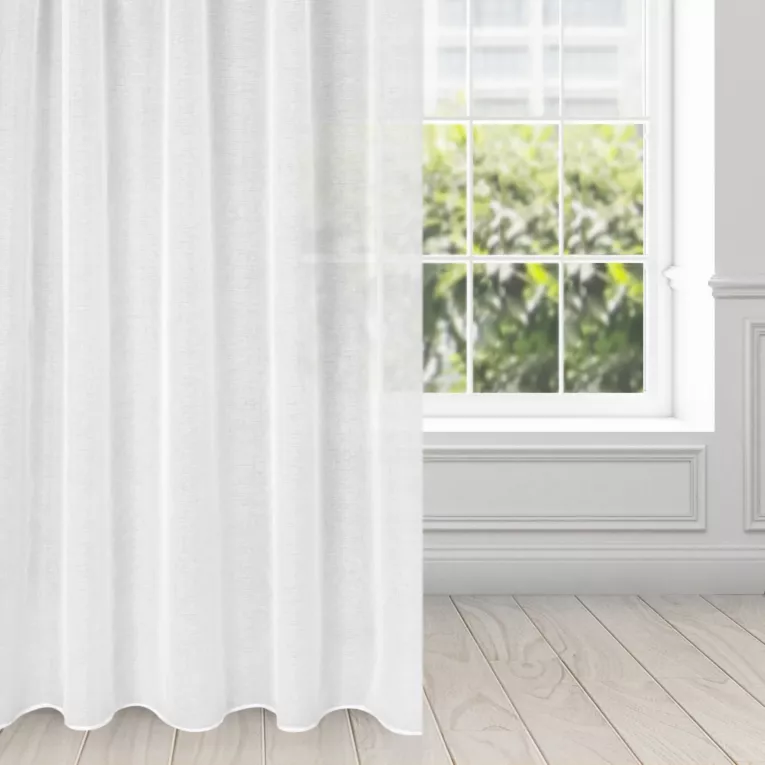 Firana biała z gładkiej etaminy 140x300 cm taśma imitująca flex LAYLA
