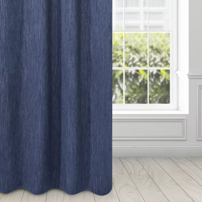 Zasłona granatowa zaciemniająca z efektem melanżu 140x250 cm przelotka - ROSSIE