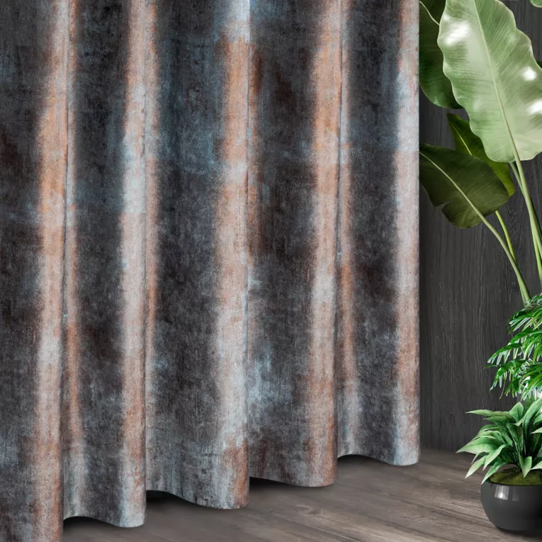 Tkanina zasłonowa gruba, welwetowa, z błyszczącym nadrukiem z kolekcji Eva Minge