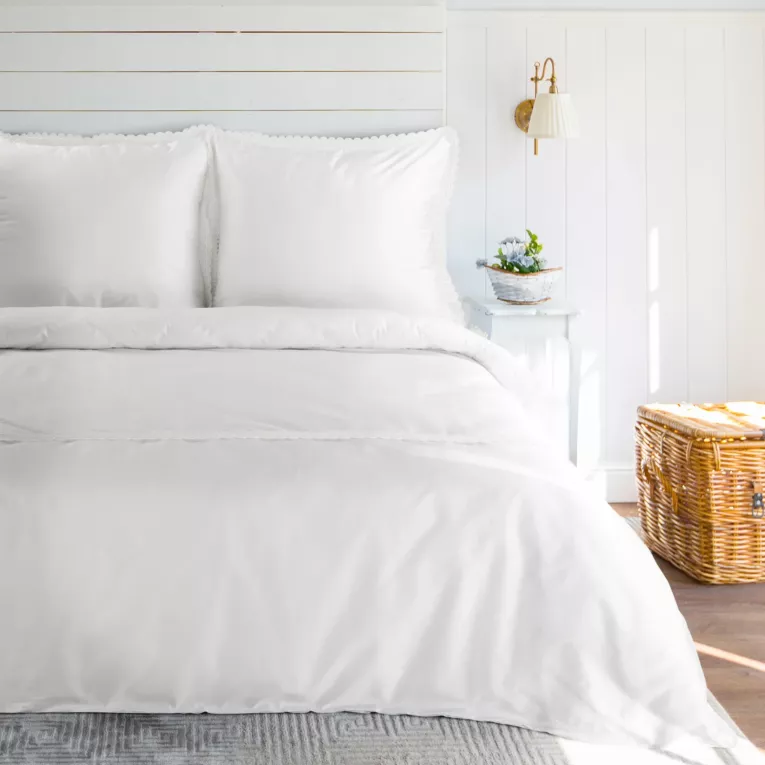 Pościel 220x200 cm z satyny bawełnianej kolor biały zdobiona elegancką koronką RETRO 6