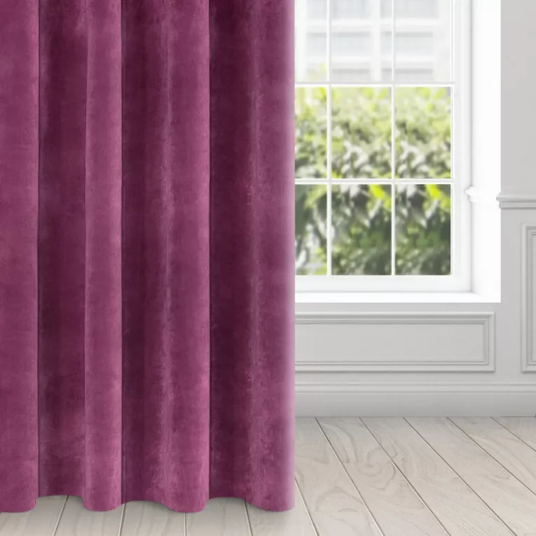 Zasłona ciemnofioletowa z ekskluzywnego aksamitnego welwetu 290 g/m2 140x250 cm 10 szt. przelotek RIA Diva Line