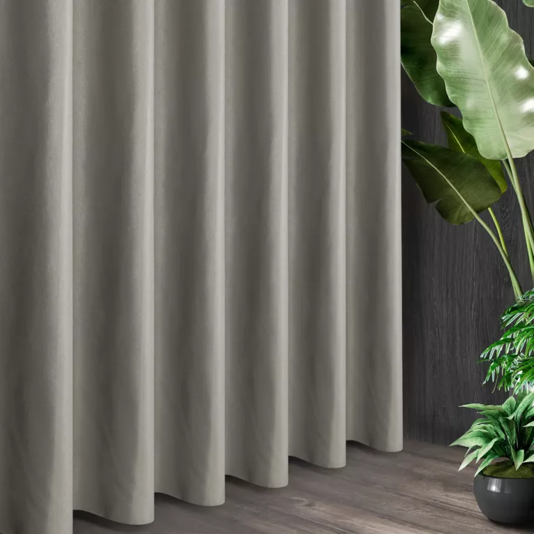 Tkanina zasłonowa z ozdobnym splotem i dodatkiem błyszczącej nici