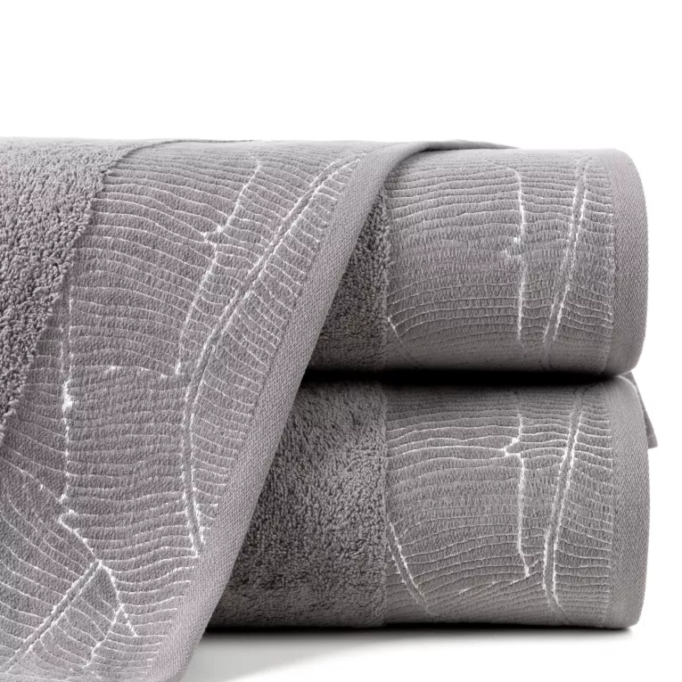 Ręcznik do rąk 30x50 cm bawełniany kolor stalowy z ozdobną bordiurą 485 g/m2 METALIC