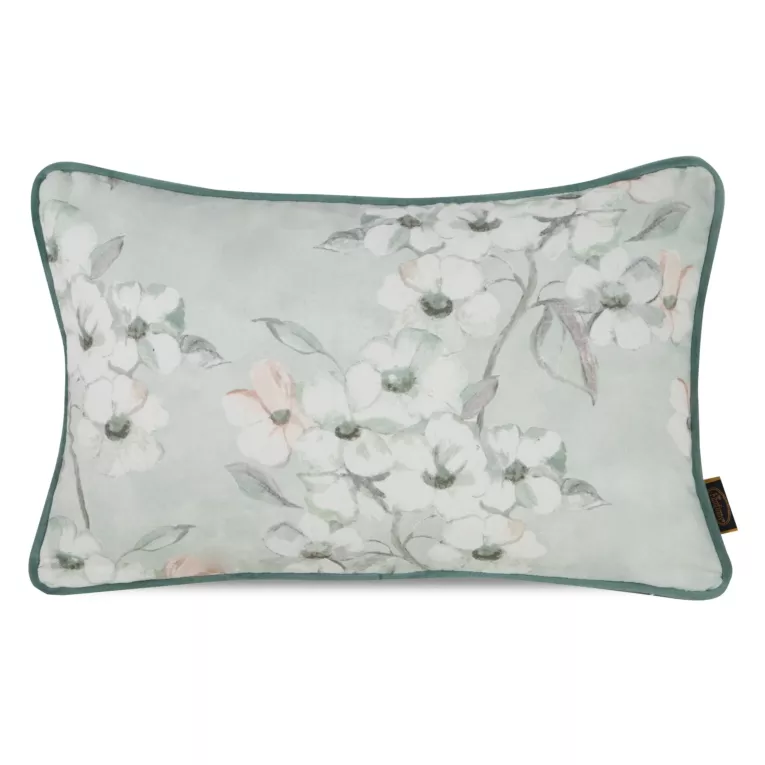 Poduszka 45 x 35 cm bawełniana mietowa z dwustronnym nadrukiem i kontrastującą wypustką na brzegach MIRO