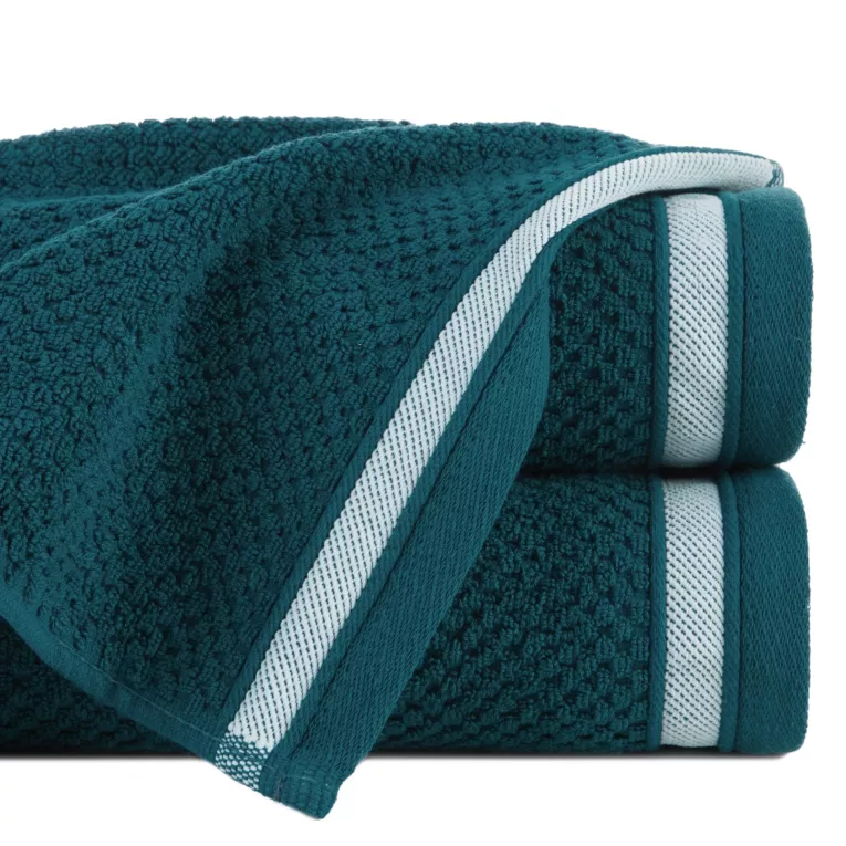Ręcznik do rąk 30x50 cm bawełniany kolor ciemnoturkusowy w pasy 500 g/m2 MADLEN