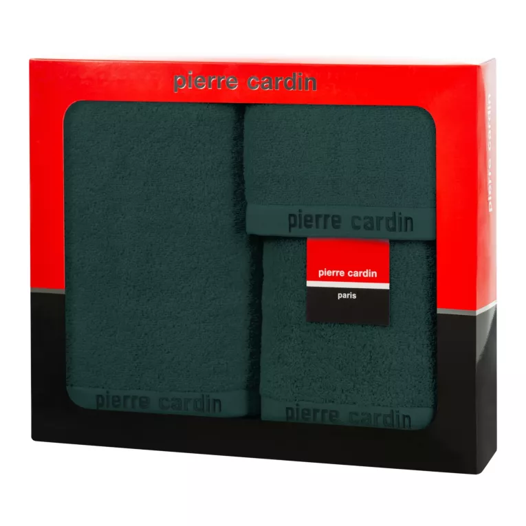 Zestaw ręczników bawełnianych na prezent 3 szt kolor butelkowy zielony 430 g/m2 EVI Pierre Cardin