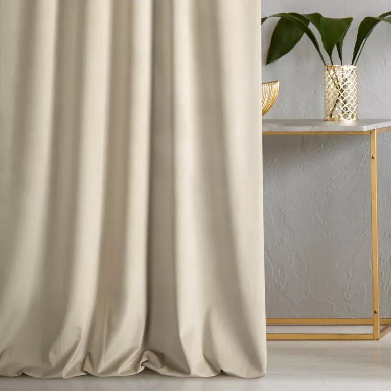 Zasłona szyta na taśmie 5 cm ENYA złota z miękkiej półmatowej tkaniny welwetowej