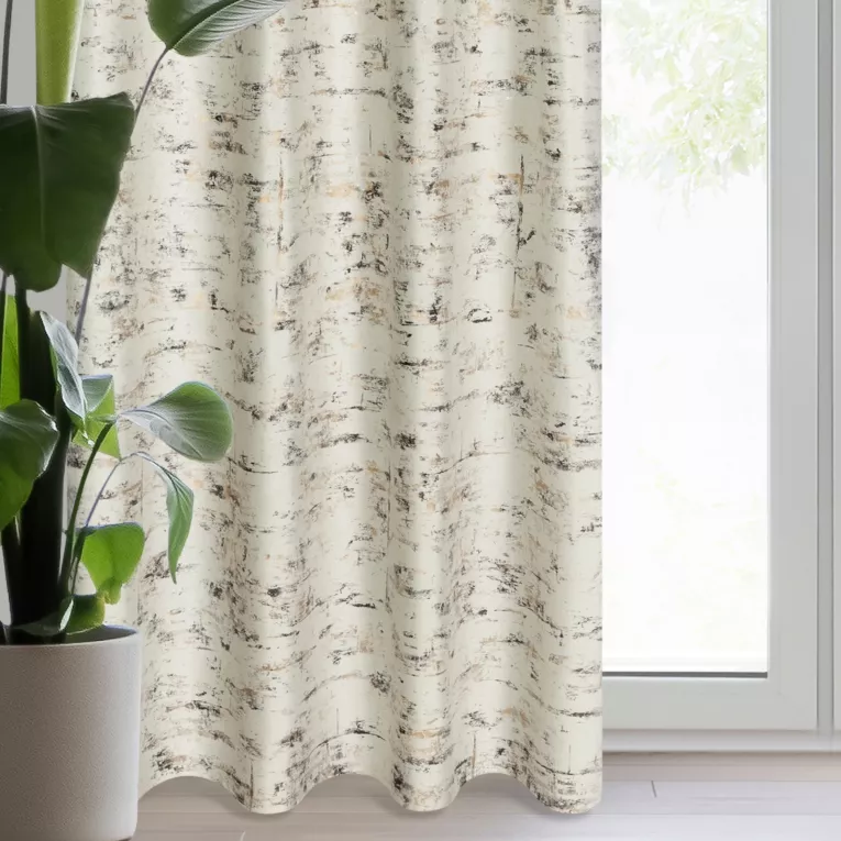 Zasłona kremowo, złocista zdobiona marmurkowym wzorem, welwetowa 140x250 cm przelotka TAMI