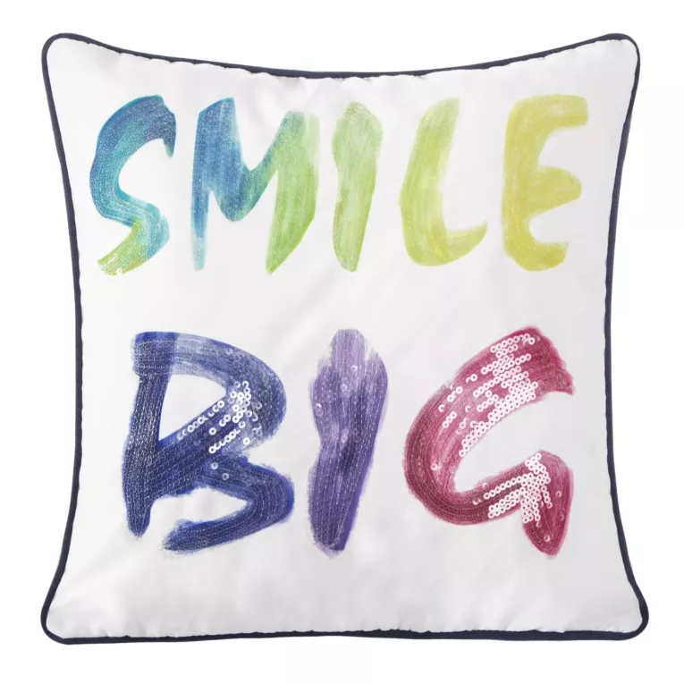 Poszewka dekoracyjna zdobiona nadrukiem oraz cekinami