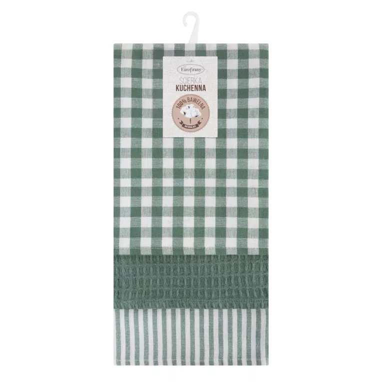 Komplet ściereczek kuchennych  3szt 50x75 cm bawełniany kolor biały,zielony 200 g/m2  LUCY
