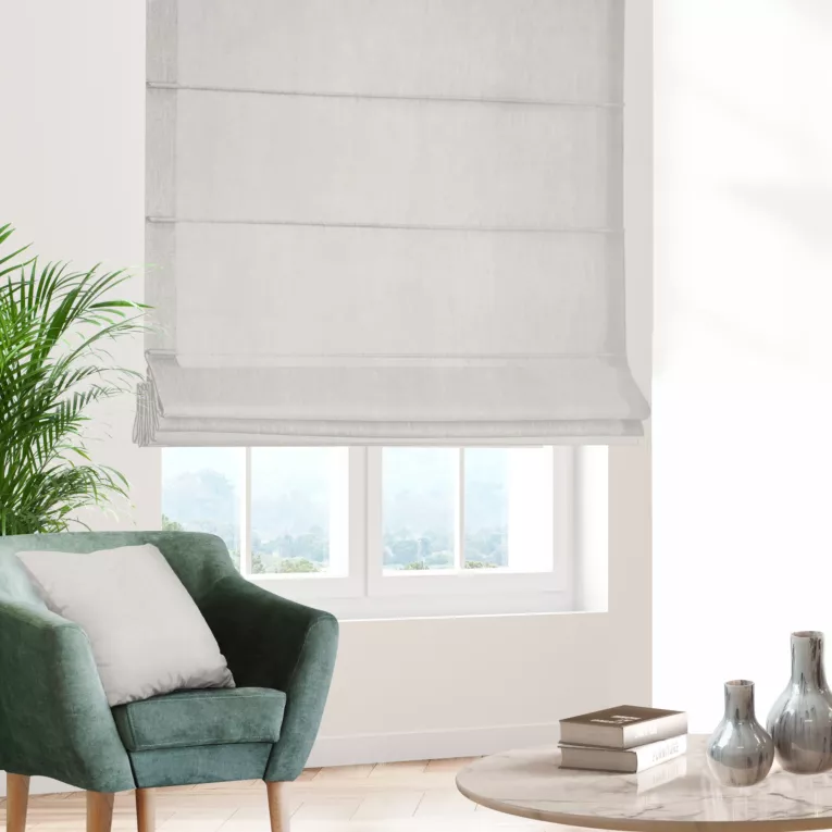 Roleta rzymska srebrna z miękkiej strukturalnej tkaniny welwetowej