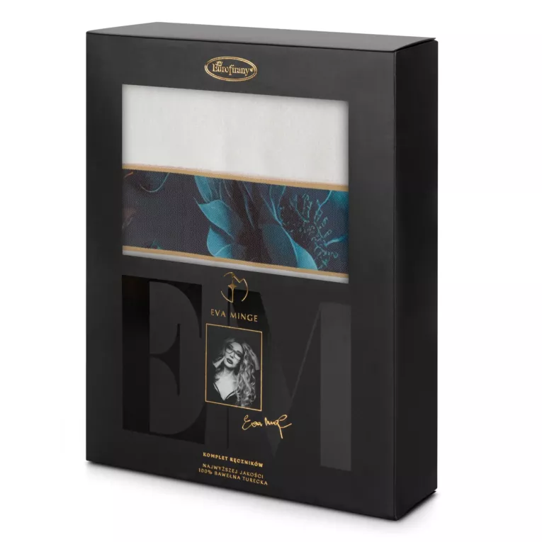 Zestaw ręczników bawełnianych na prezent 3 szt kolor biały, turkusowy 500 g/m2 Eva Minge 12