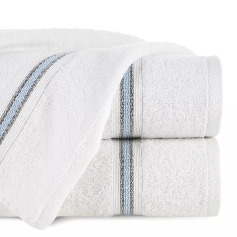 Ręcznik do rąk 30x50 cm bawełniany kolor biały w kontrastujące pasy 500 g/m2 TRIS