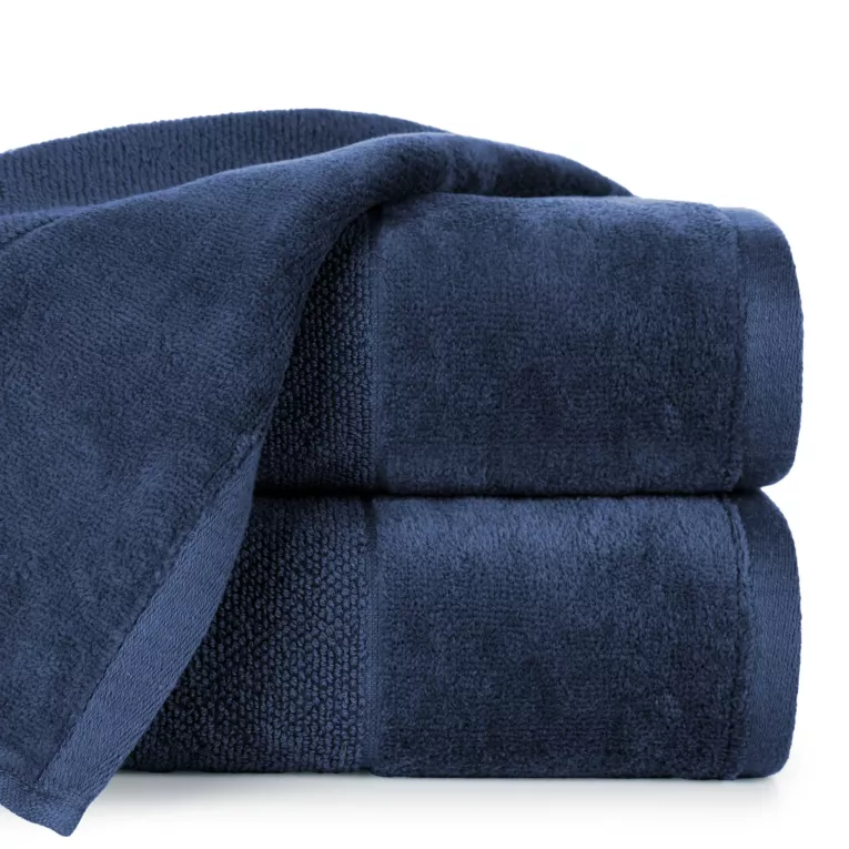 Ręcznik do rąk 30x50 cm bawełniany kolor granatowy zdobiony welwetową bordiurą  500 g/m2 FERO