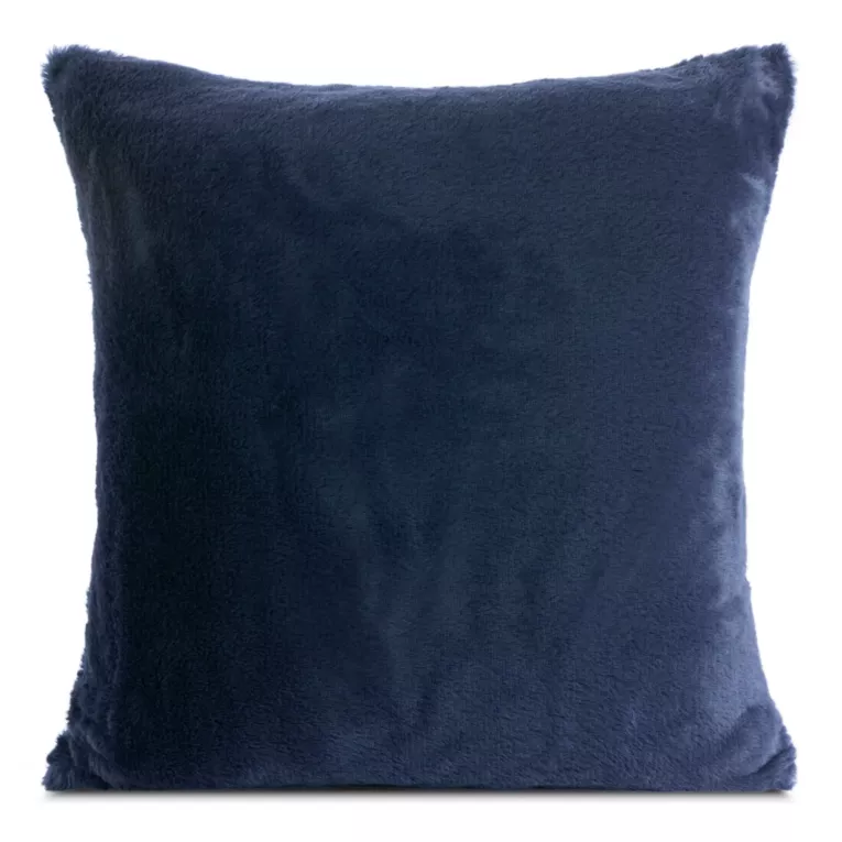 Poszewka na poduszkę 60x60 cm granatowa z miękkiej futrzanej tkaniny NINA