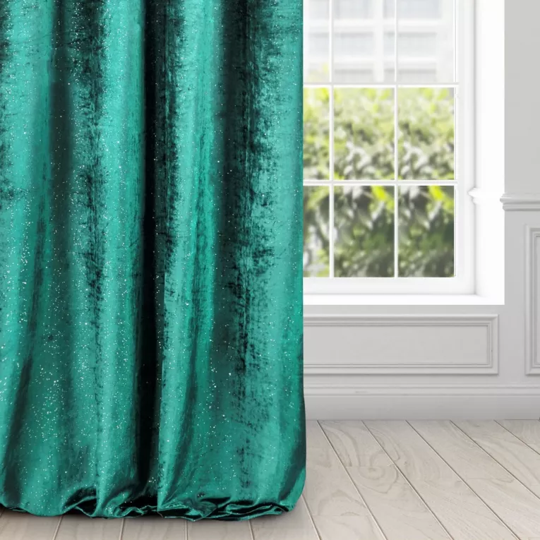 Zasłona ELIZIA z lśniącego welwetu  zdobiona brokatem
