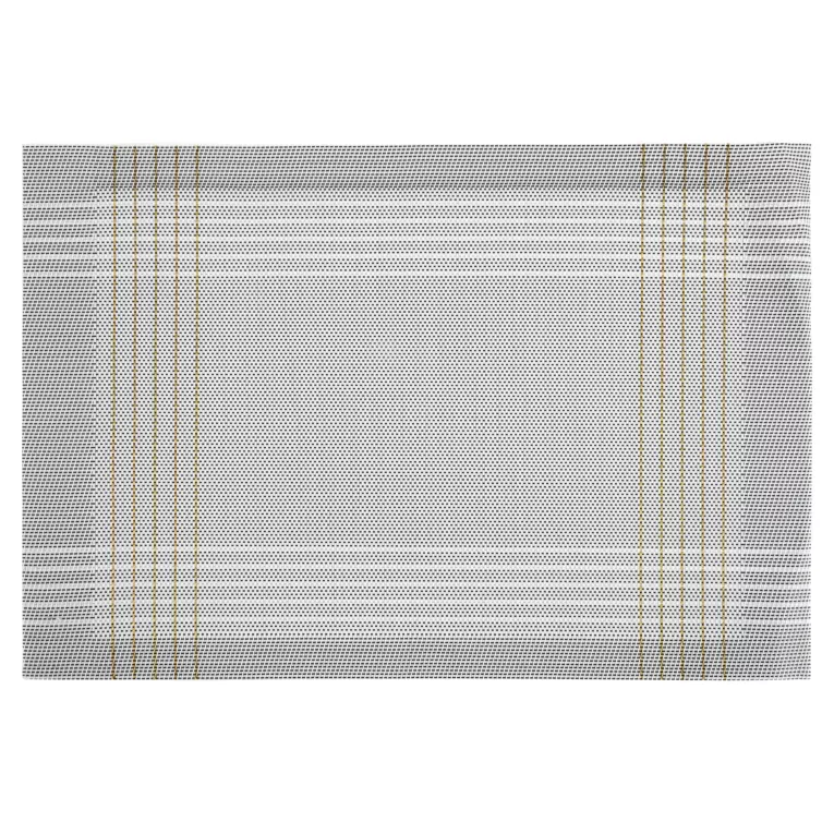 Podkładka na stół biało, złota 30x45 cm KARA zdobiona w subtelna kratkę