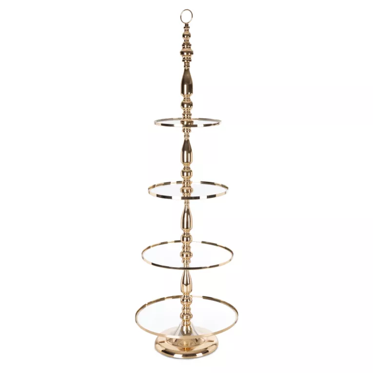 Patera dekoracyjna MARI z czterema piętrami i metalowej podstawie