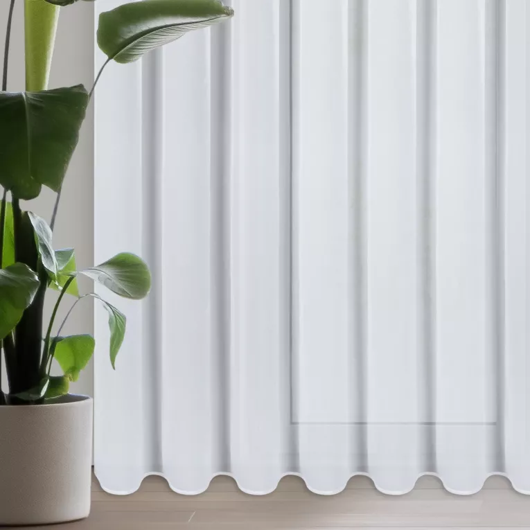 Firana biała z lekkiej tkaniny szyfonowej z delikatnym połyskiem 350x270 cm taśma ARLETA