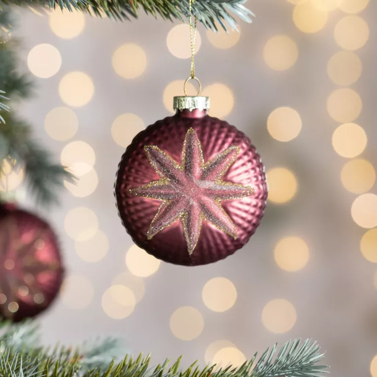 Szklana bombka-medalion ręcznie zdobiona