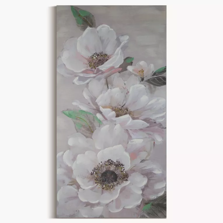 Obraz FLOWERY  ręcznie malowany na płótnie kwiat podkreślony lśniącymi akcentami