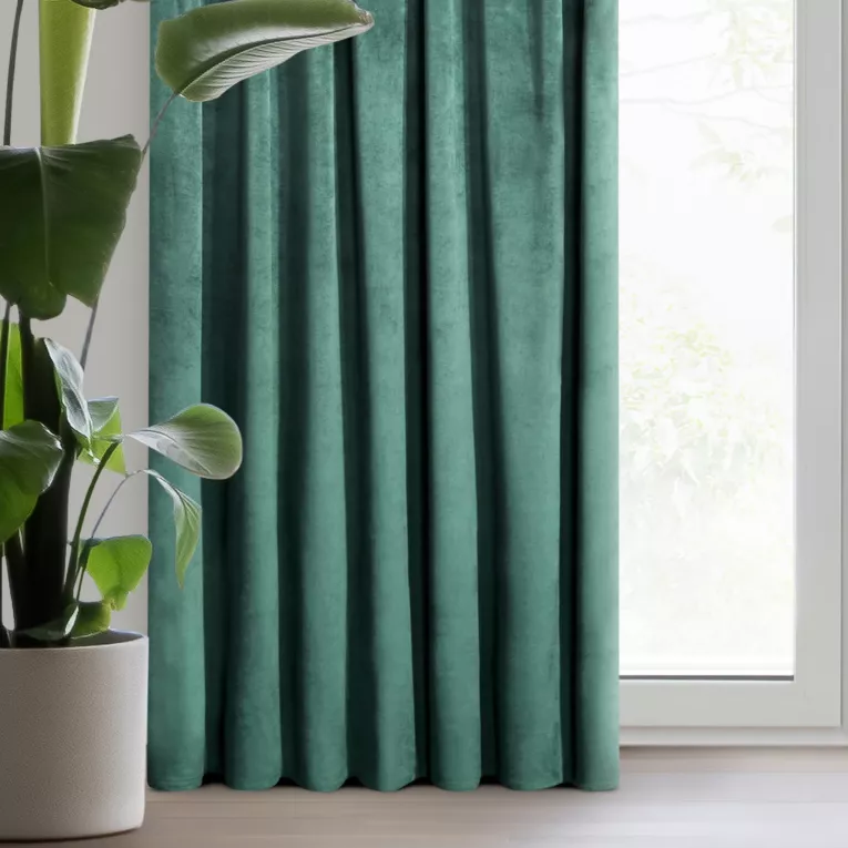 Zasłona welwetowa ciemnoturkusowa gładka 140x300 cm taśma - PIERRE