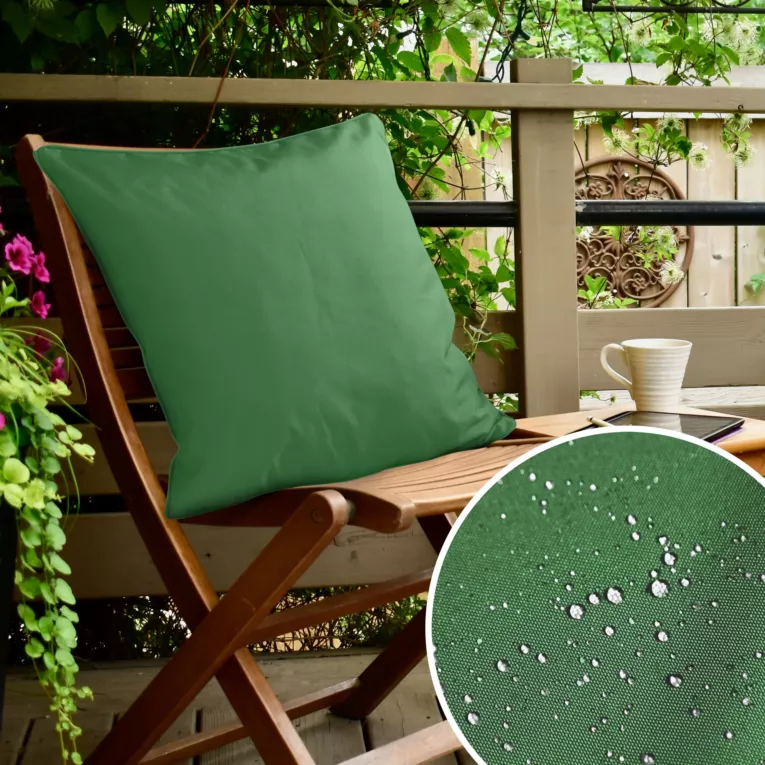 Poszewka na poduszkę 45x45 cm z gładkiej tkaniny wodoodpornej zielona idealna do ogrodu i na taras GARDEN 5