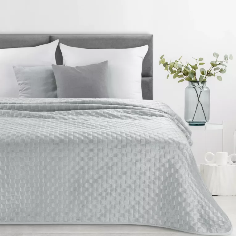 Narzuta welwetowa srebrna 200x220 cm pikowana metodą hot press SOFIA 4 Eurofirany Premium