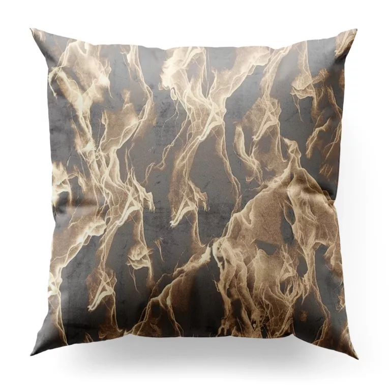 Poszewka szyta srebrno złocista z tkaniny welwetowej ze złotym marmurkowym nadrukiem