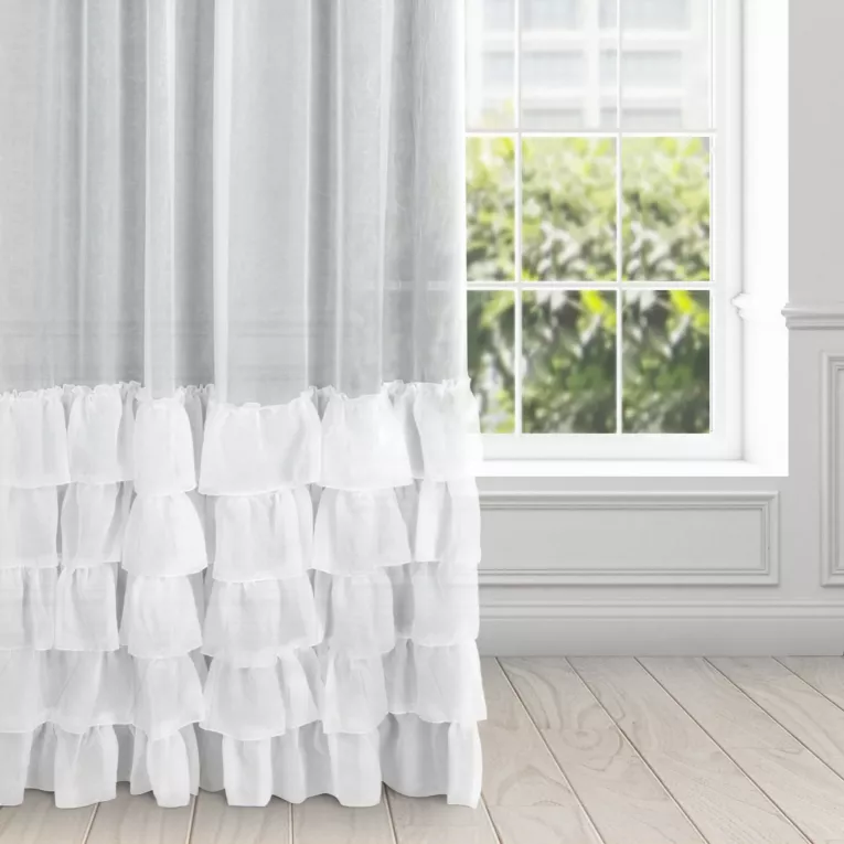 Firana biała z woalu kreszowanego z pięcioma falbanami 400x250 cm taśma CHARLOTTE 4