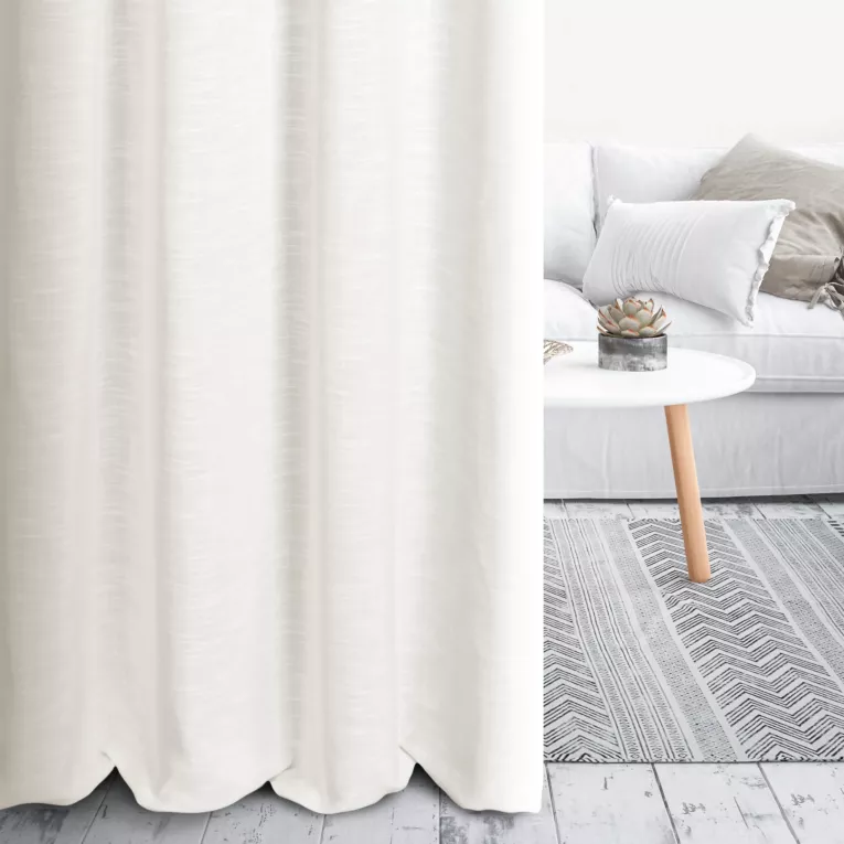 Zasłona szyta na taśmie 5 cm naturalna z tkaniny typu eko z widocznym splotem