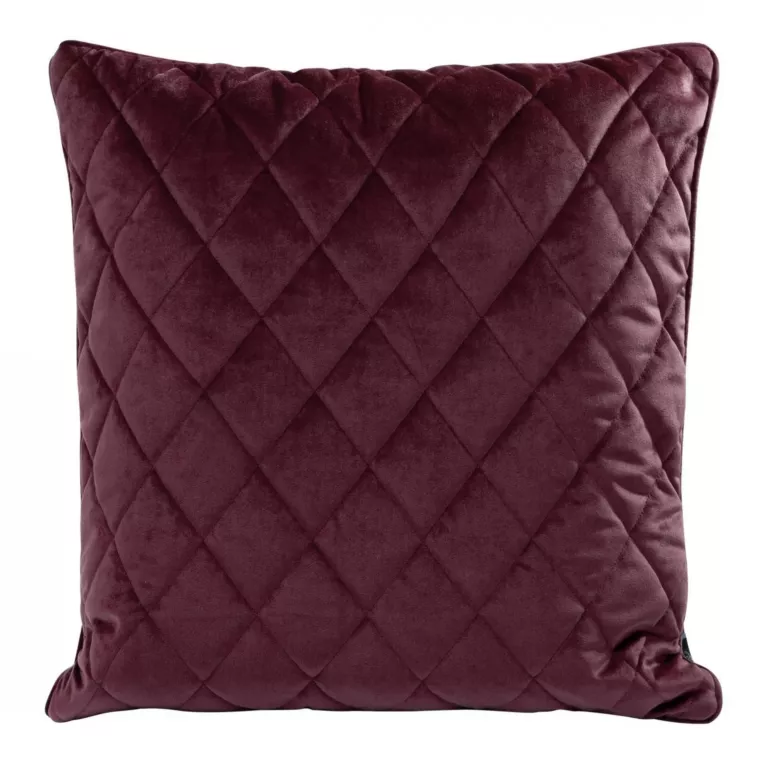 Poduszka 50 x 50 cm bordowa pikowana we wzór karo z ozdobną wypustką na brzegach VELVET 28