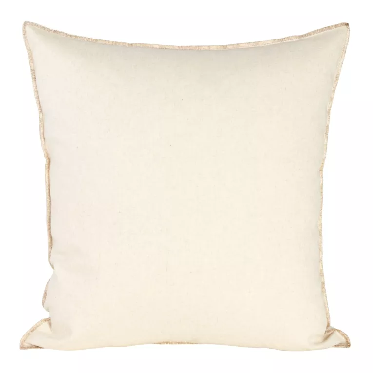 Poszewka na poduszkę 45x45 cm bawełniana z dodatkiem lnu obszyta złotą nicią kremowa LEN
