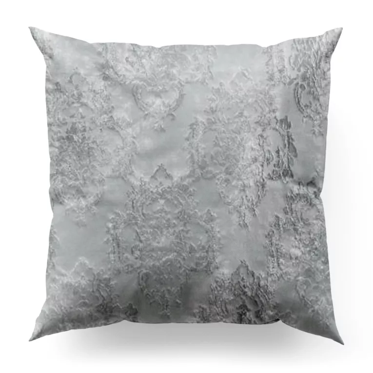 Poszewka szyta RICCA srebrna nowoczesna z wypukłym wzorem ornamentowym i połyskiem