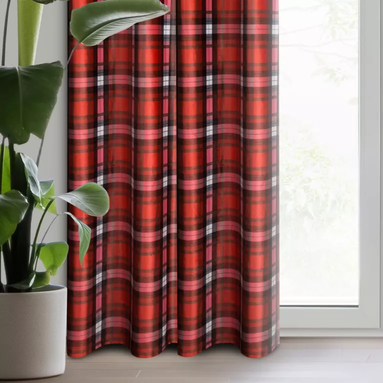 Zasłona welwetowa czerwono, czarna świąteczna 140x250 cm przelotka - BLISS