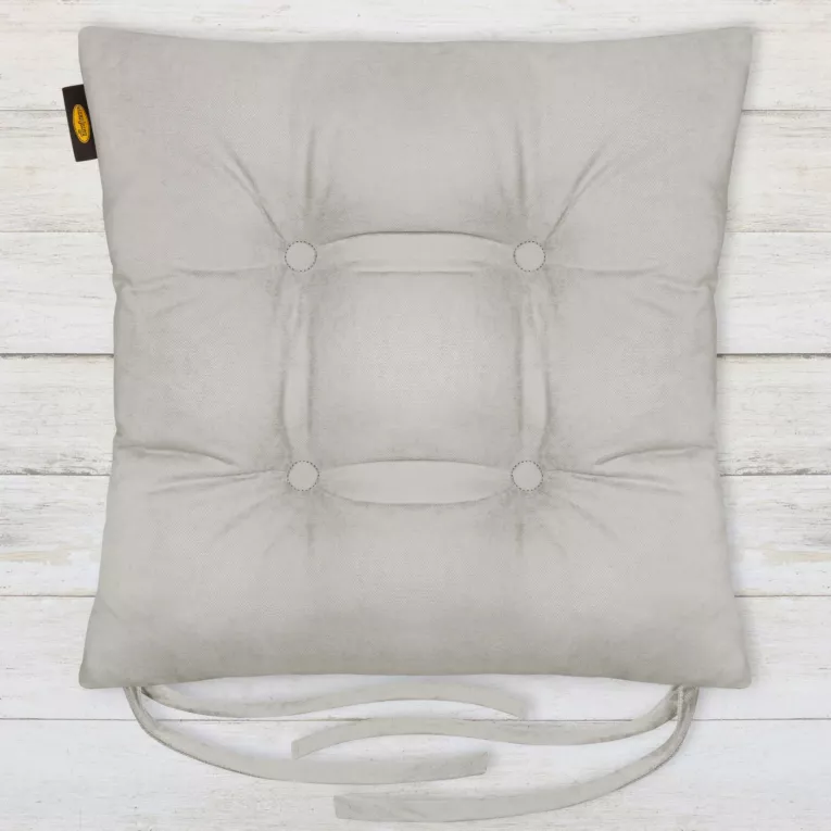 Poduszka na krzesło dwustronna 40 x 40 x 8 cm welurowa jasnoszara ADORE Eurofirany