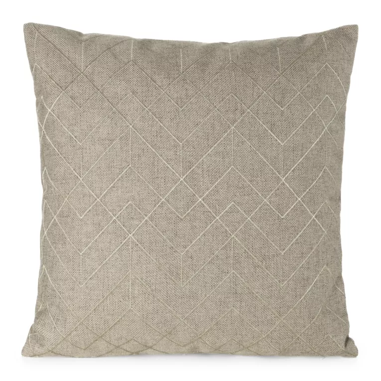 Poszewka na poduszkę 45x45 cm kolor beżowy z złotym geometrycznym haftem MILA