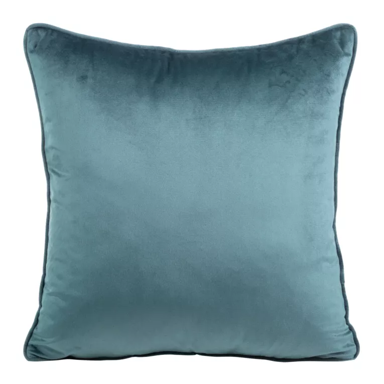 Poszewka na poduszkę 40x40 cm welwetowa kolor ciemnoniebieski, szałwiowy z ozdobną wypustką na brzegach MEL