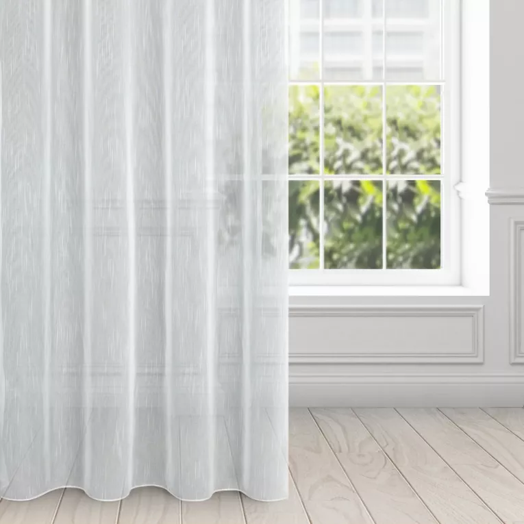 Firana biała w stylu eco z efektem deszczyku 140x260 cm przelotka MONIC