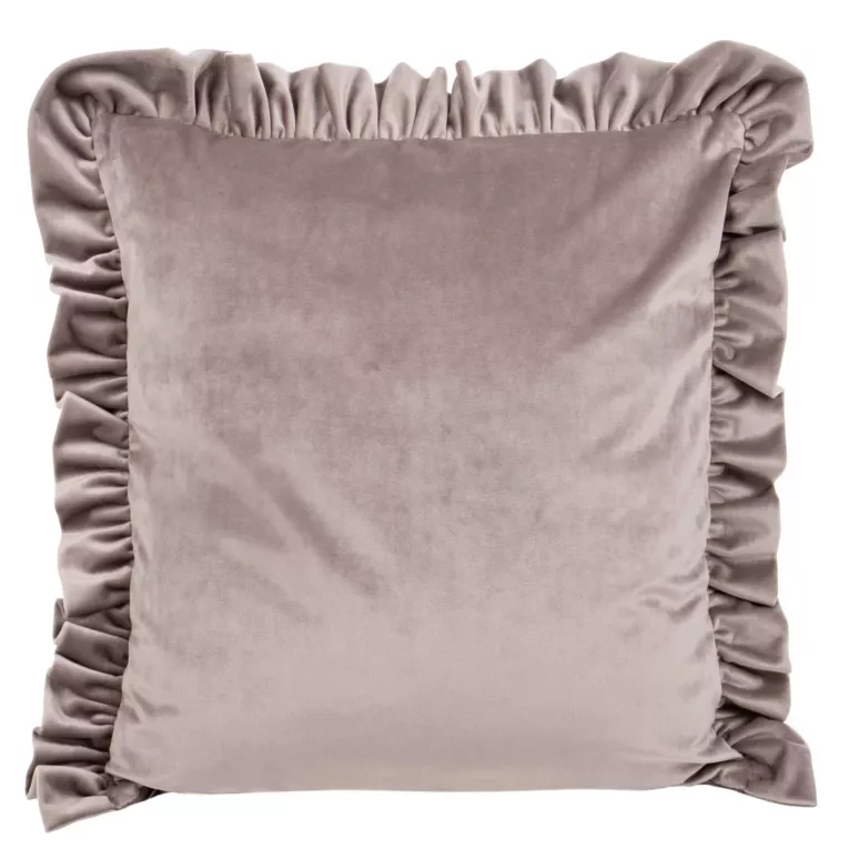 Poszewka z welwetu zdobiona na brzegach falbanami