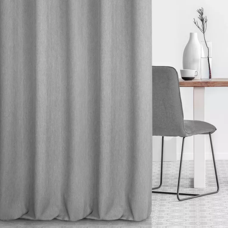 Zasłona szyta na taśmie 5 cm jasnoszara z miękkiej tkaniny z efektem melanżu