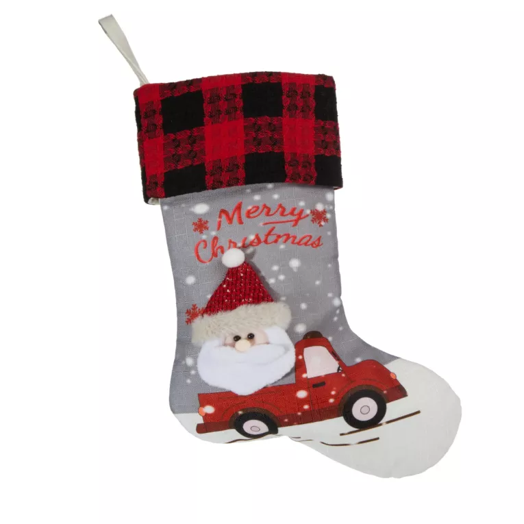 Skarpeta świąteczna SANTA z trójwymiarową aplikacją z Mikołajem