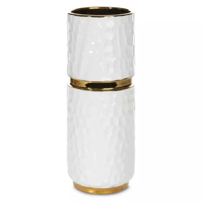 Wazon dekoracyjny ETNA z wytłaczanym wzorem i złotymi akcentami
