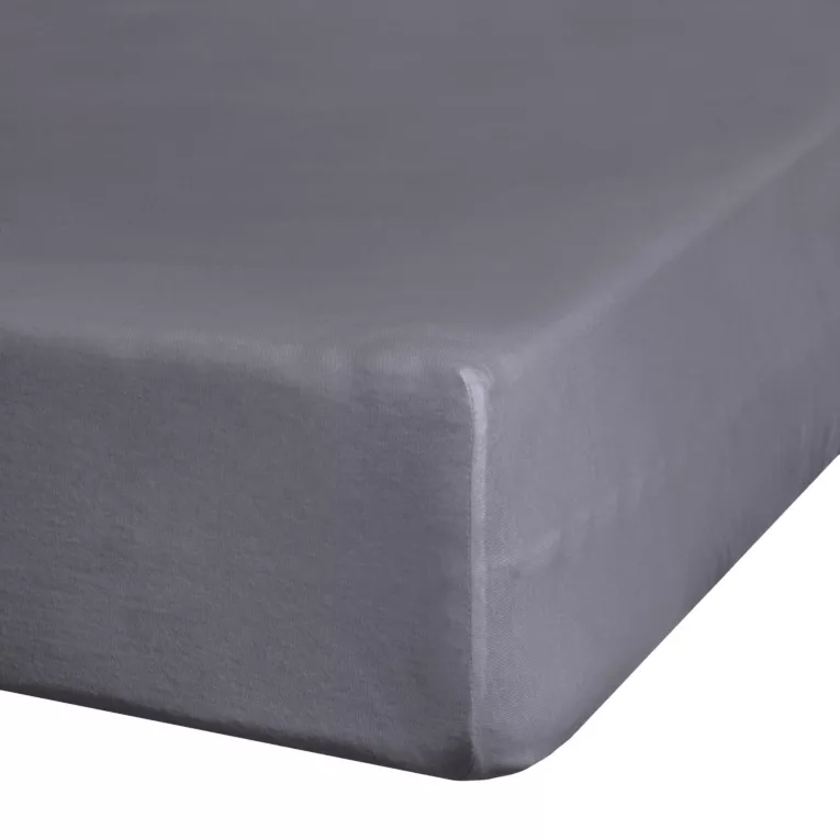 Prześcieradło jersey z gumką 220x200 cm z bawełny kolor ciemnostalowy 140 g/m2