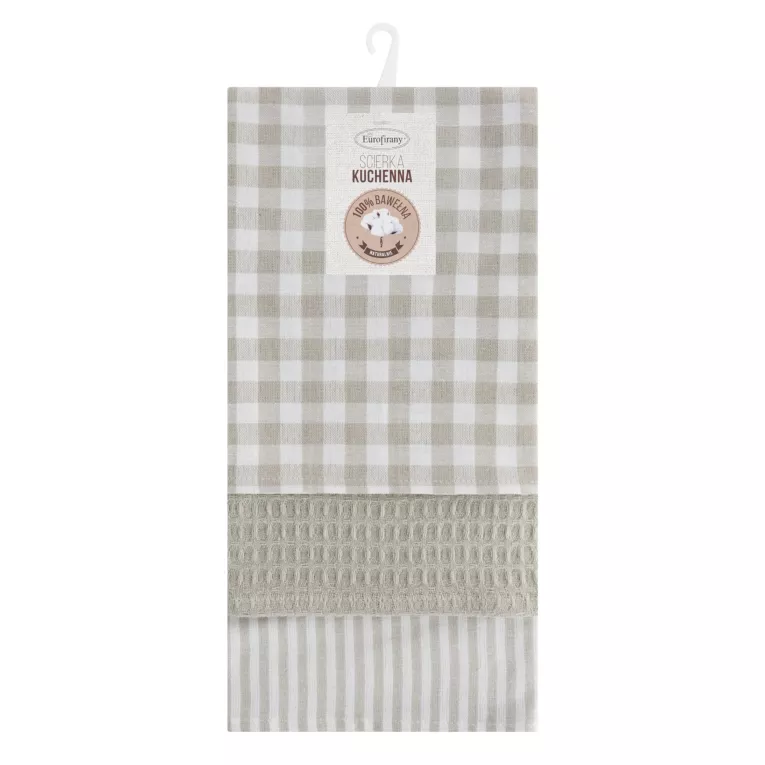 Komplet ściereczek kuchennych  3szt 50x75 cm bawełniany kolor biały,beżowy 200 g/m2 LUCY