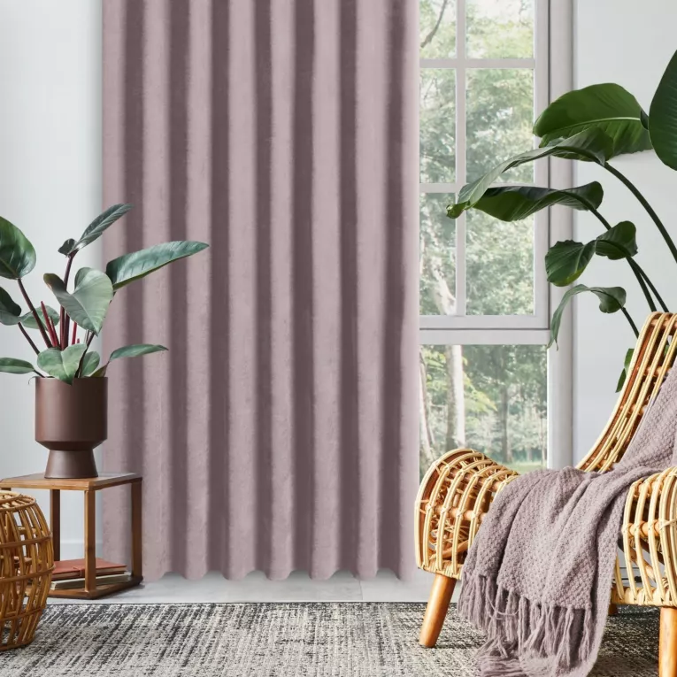 Zasłona wrzosowa z tkaniny welurowej 160x260 cm szerokość po zmarszczeniu flex 1:1,5 Dora