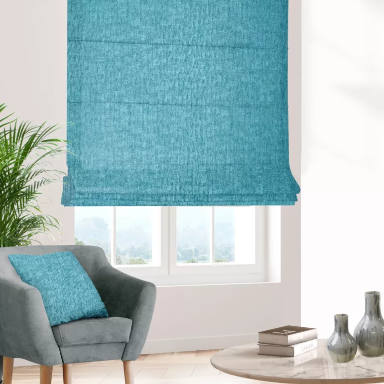 Roleta rzymska CANDY turkusowa z tkaniny z strukturalnym spolotem