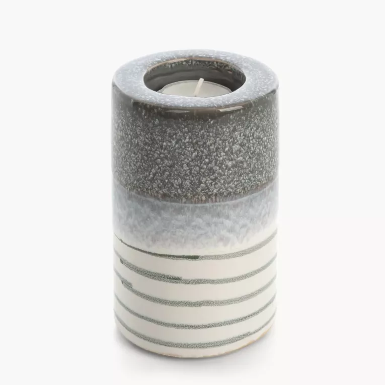 Świecznik dekoracyjny biało, popielaty 9x13 cm VIKI